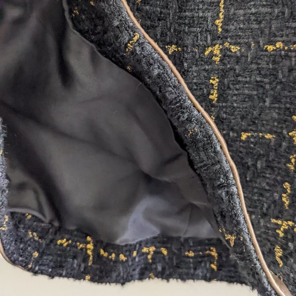 Chanel Skirt Black+Gold Fantasy Tweed Lambskin Trimmed Logo Side + Pocket Zipper - Picture 8 of 16